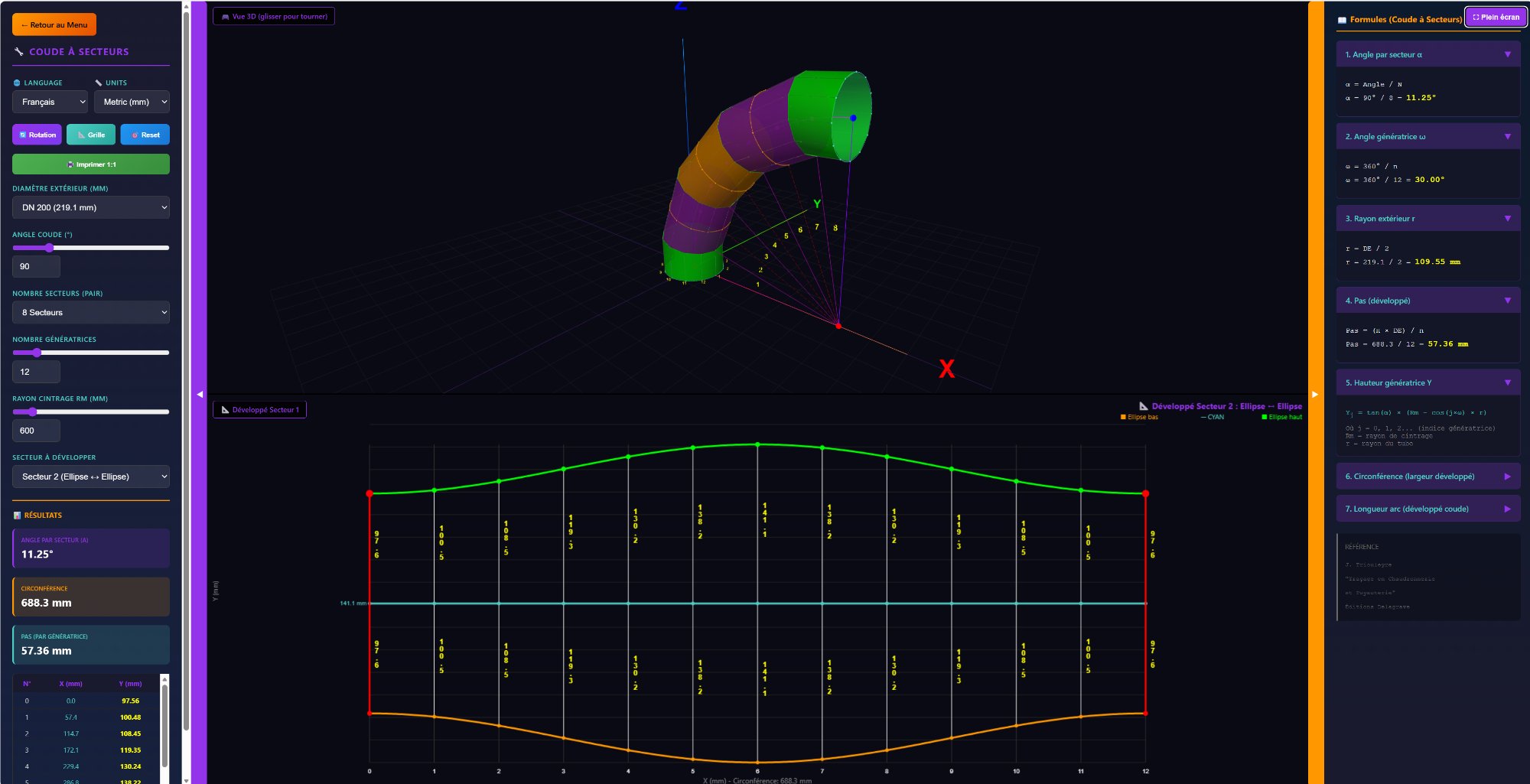Mitered Elbow Layout Calculator